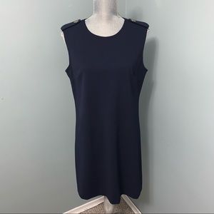 CALVIN KLEIN Navy Blue Dress gold button embellishments size 12 wedding